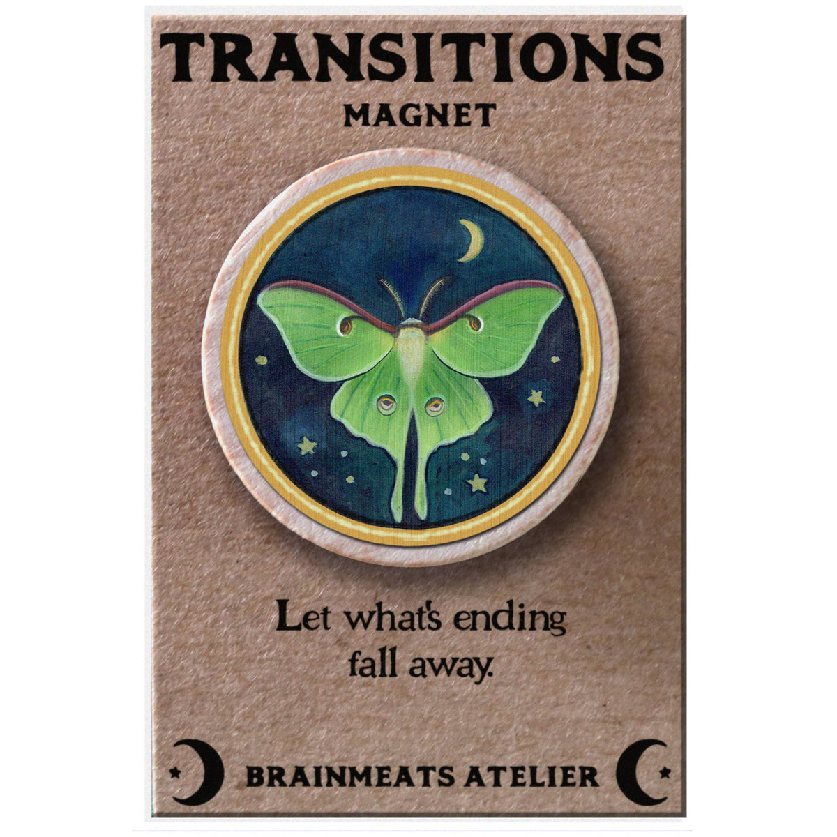 Transitions Magnet – Luna Moth Token for Renewal – Bowerbird Flowers